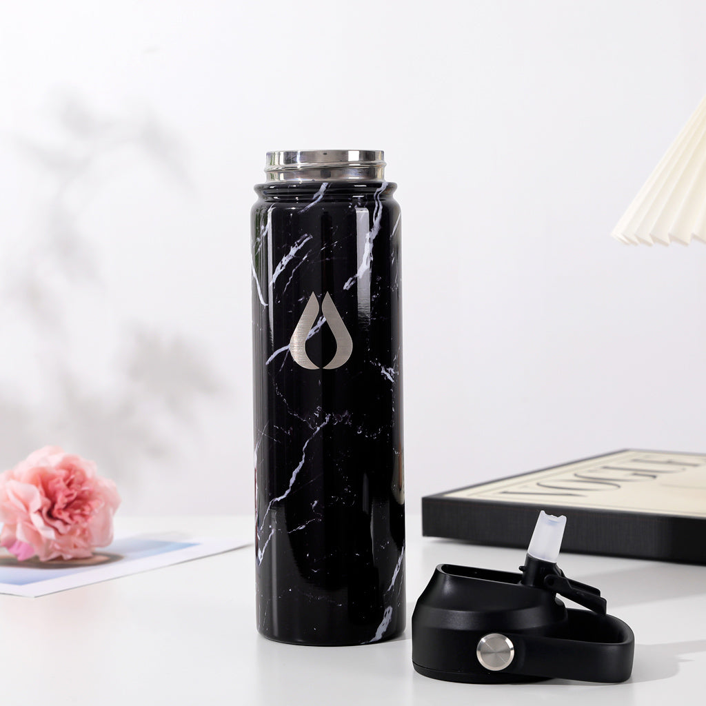 Water Bottle - 650ML - Black Marble