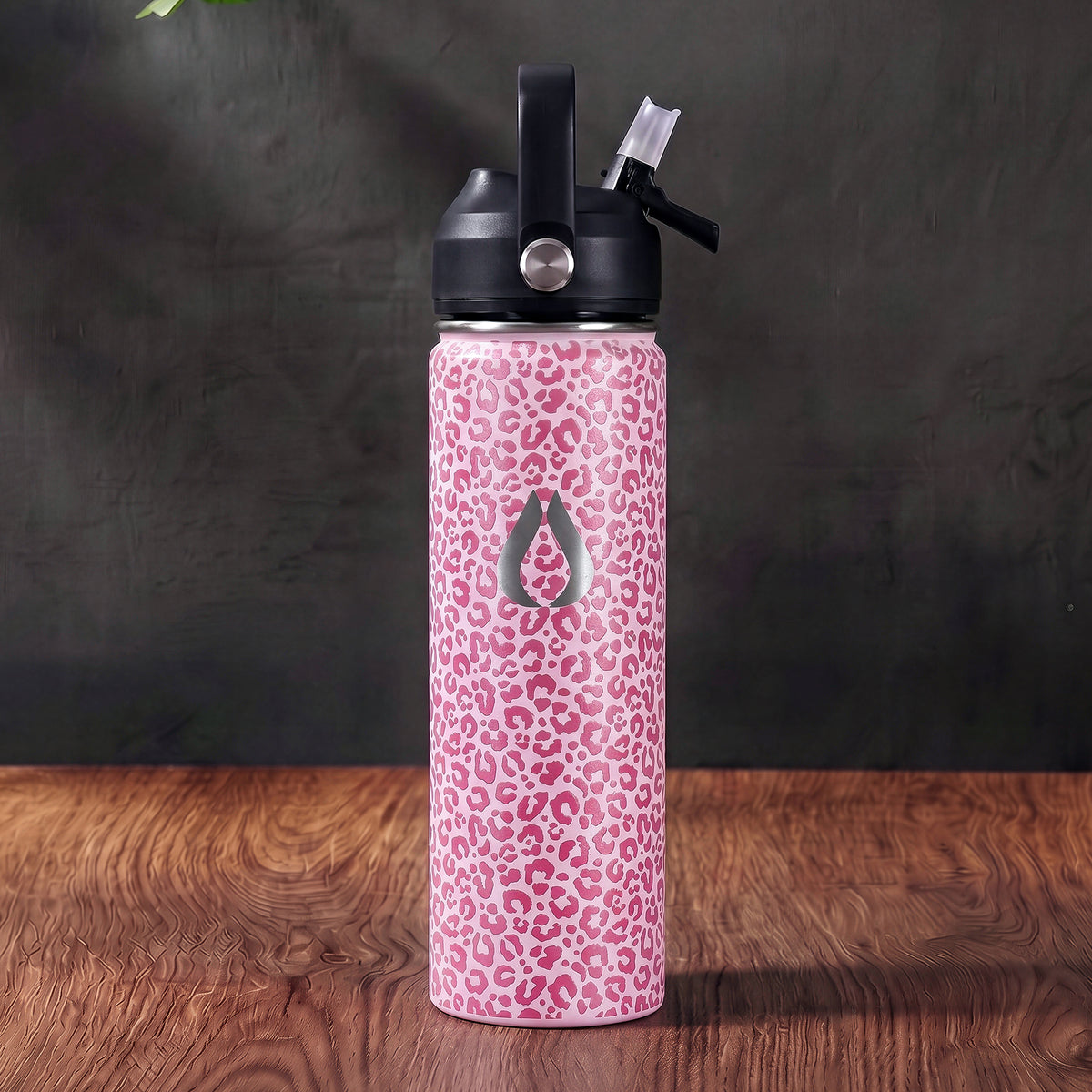 Water Bottle - 650ML - Cream Leopard