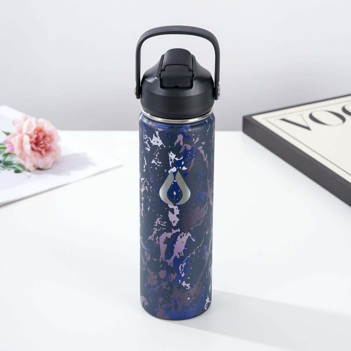 Water Bottle - 650ML - Cream Leopard