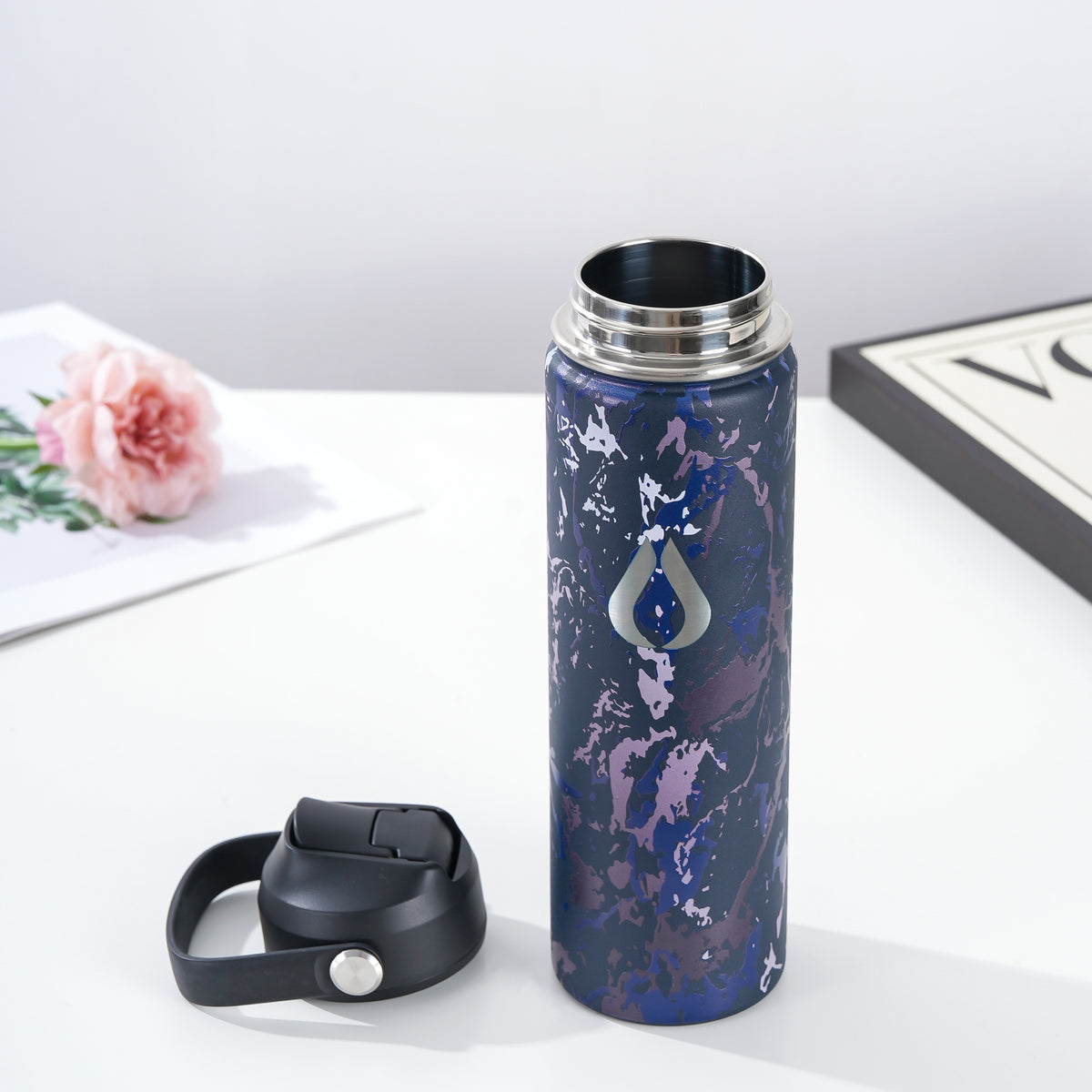 Water Bottle - 650ML - Cream Leopard