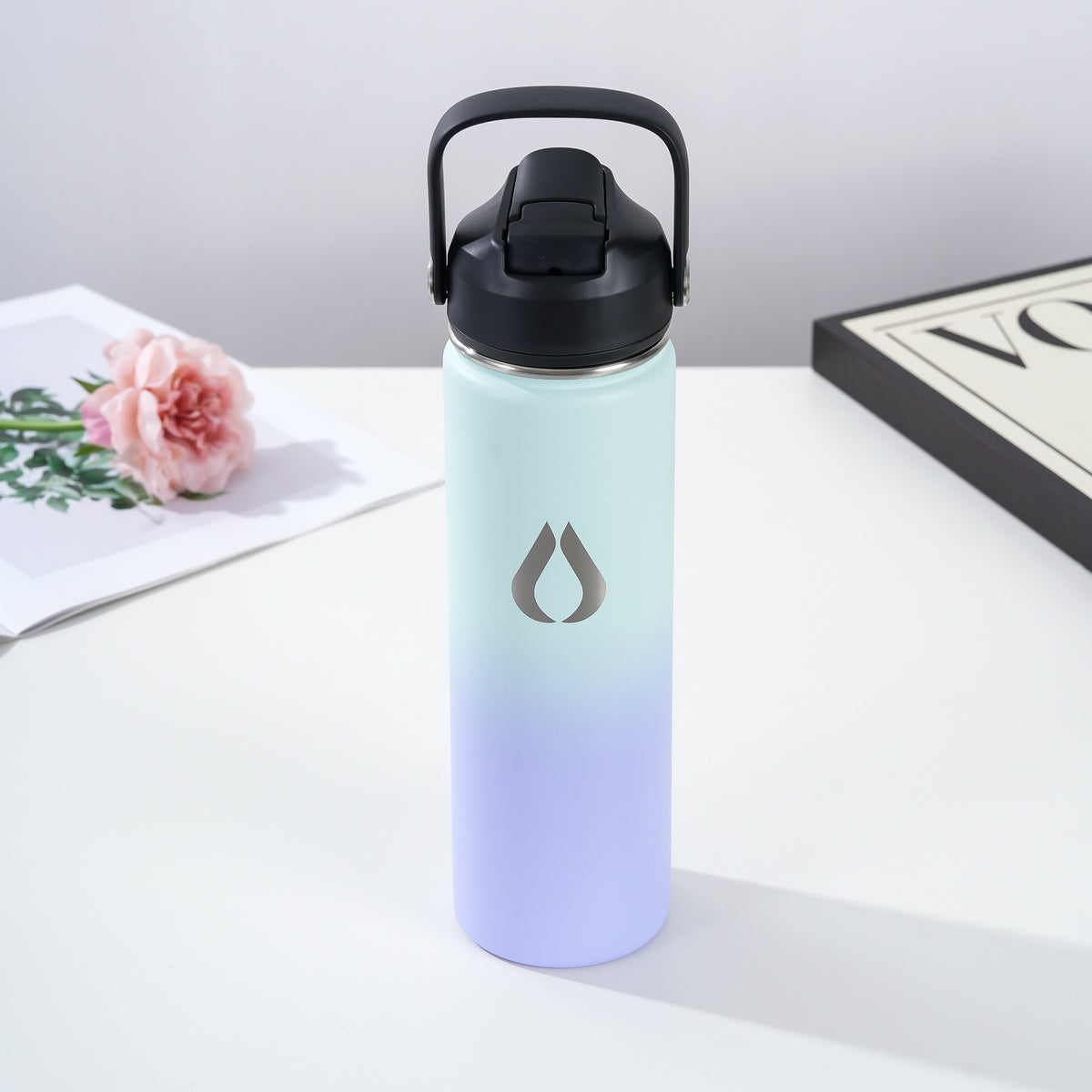 Water Bottle - 650ML - Cream Leopard