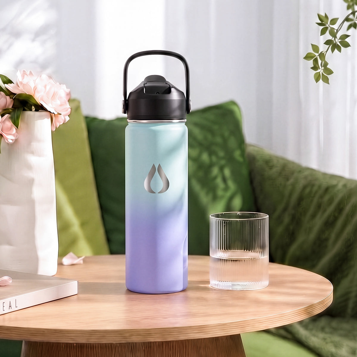 Water Bottle - 650ML - Cream Leopard