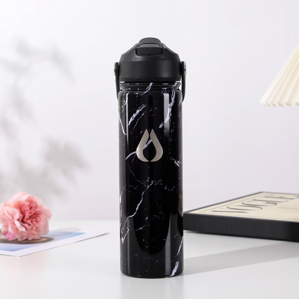 Water Bottle - 650ML - Black Marble
