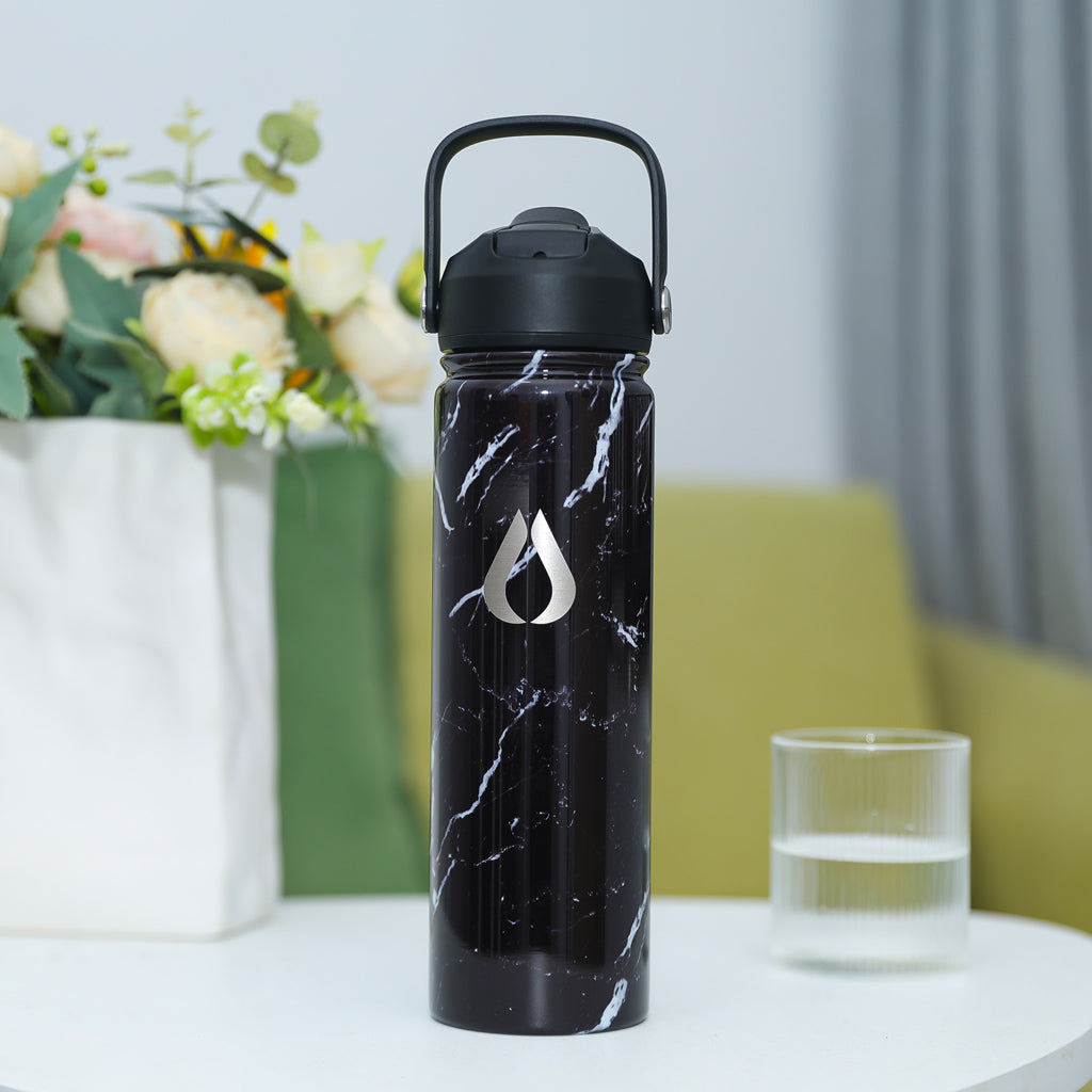 Water Bottle - 650ML - Black Marble
