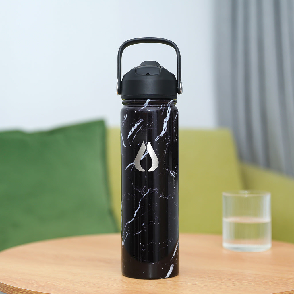 Water Bottle - 650ML - Black Marble