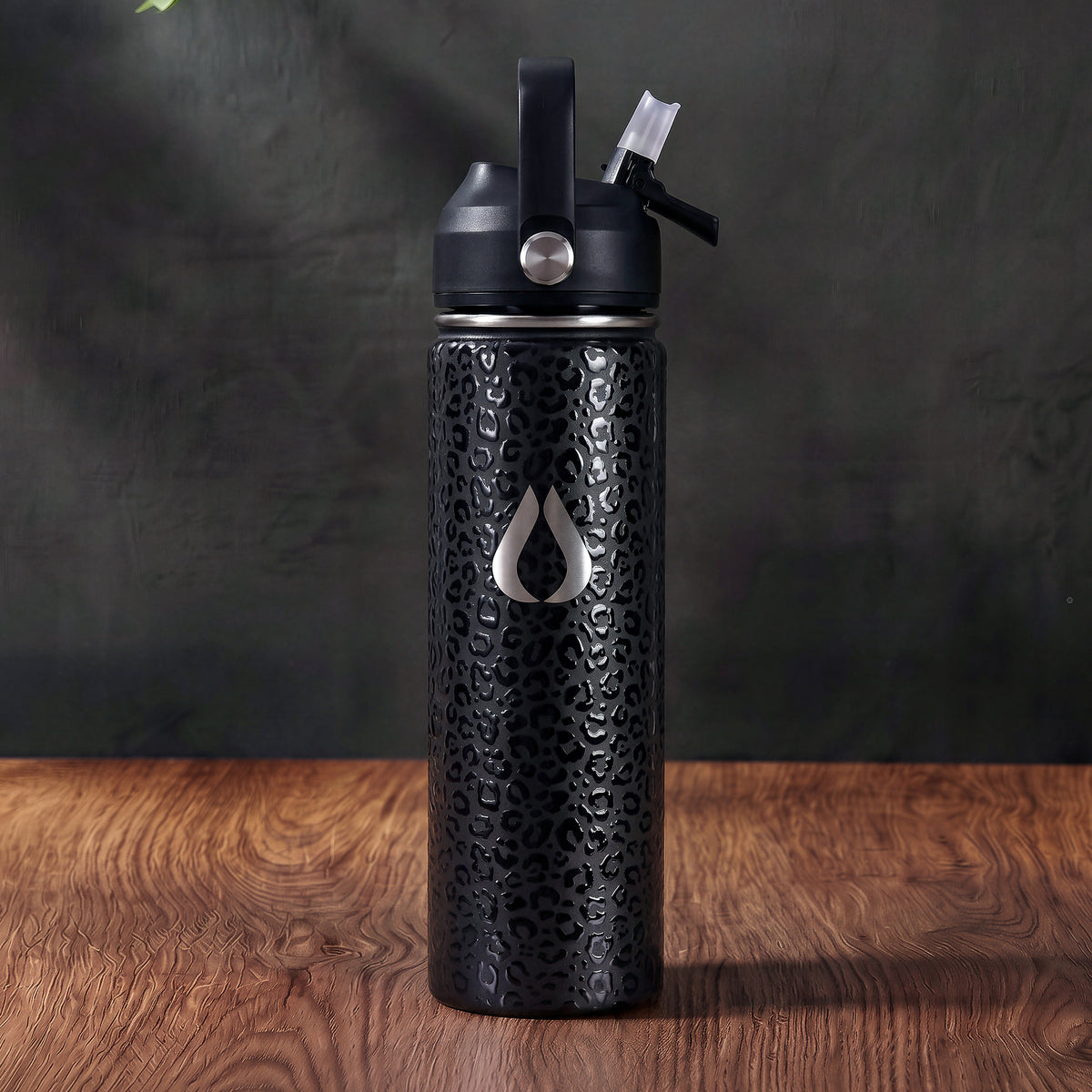 Water Bottle - 650ML - Cream Leopard