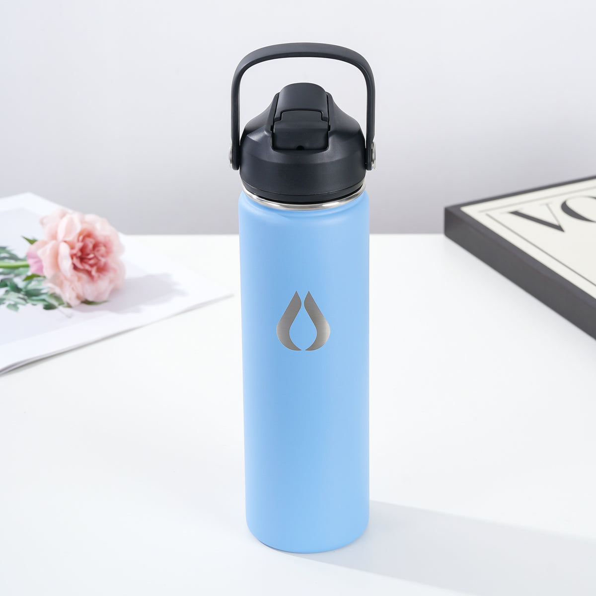 Water Bottle - 650ML - Cream Leopard