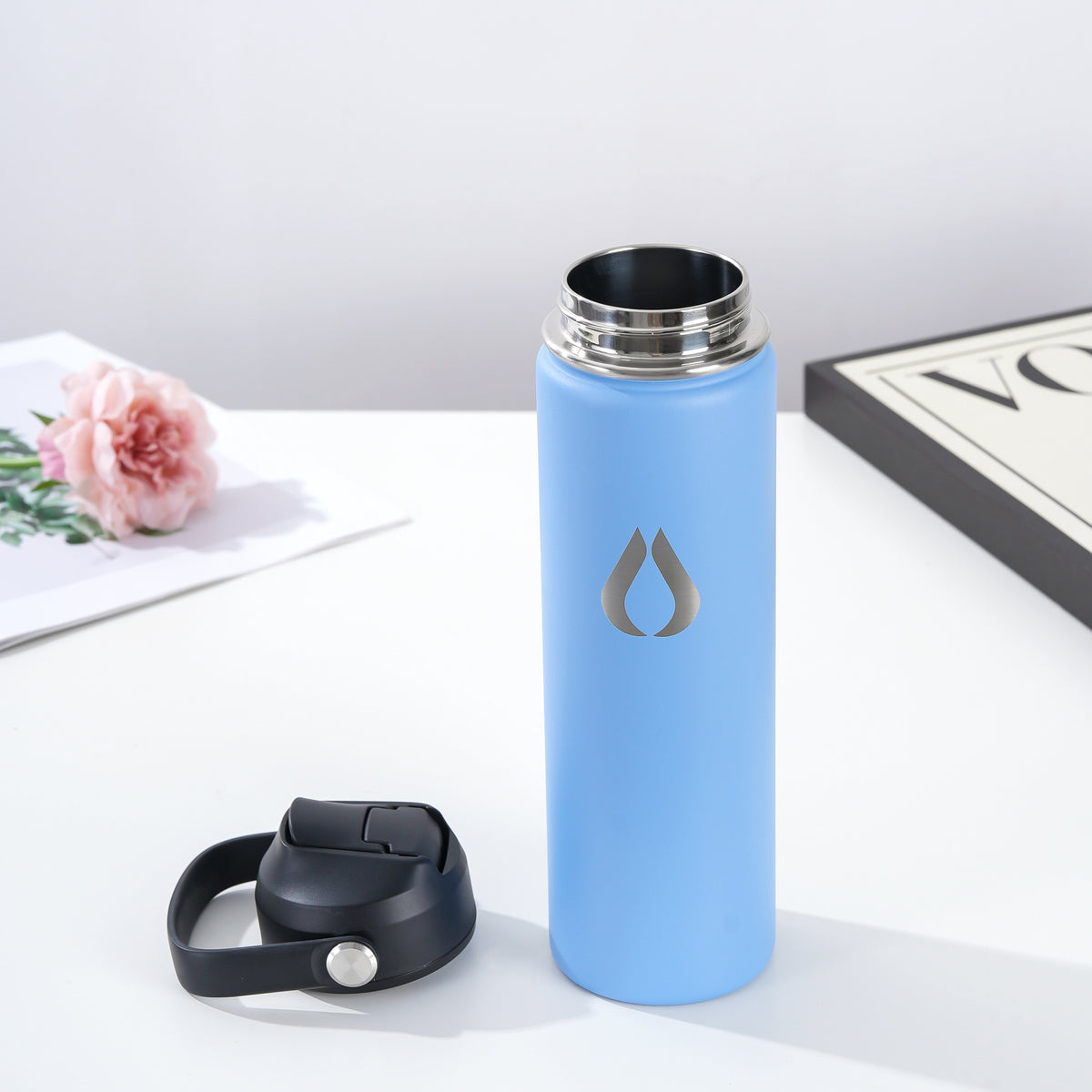 Water Bottle - 650ML - Cream Leopard