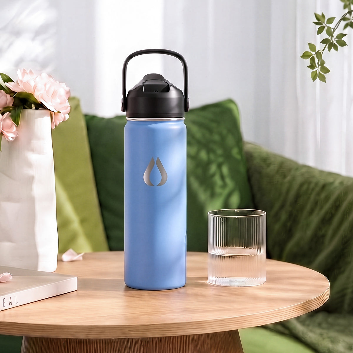 Water Bottle - 650ML - Cream Leopard