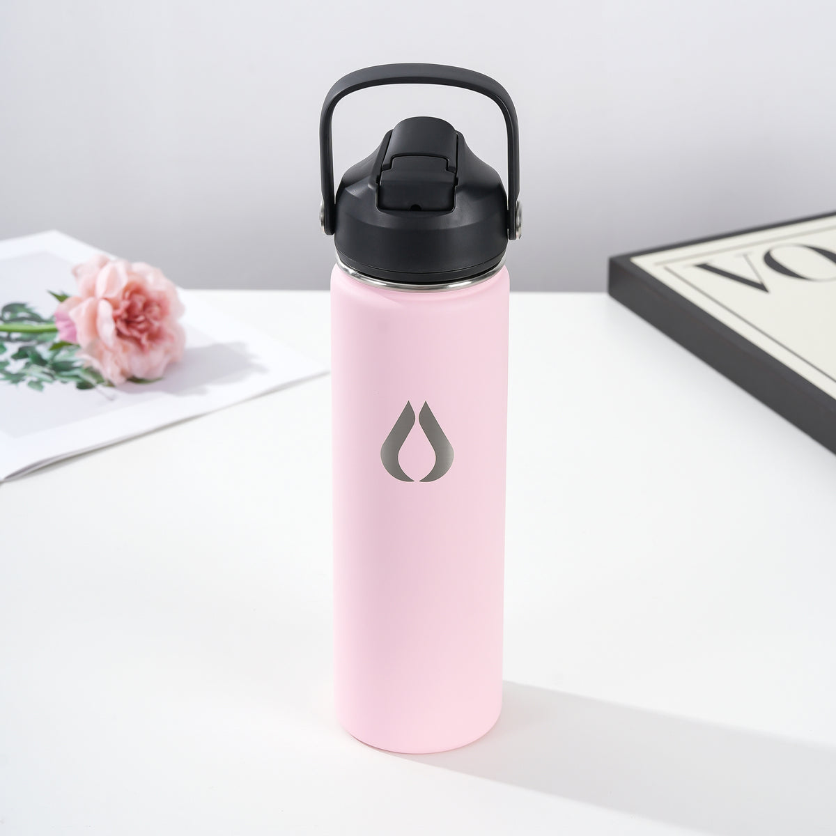 Water Bottle - 650ML - Cream Leopard