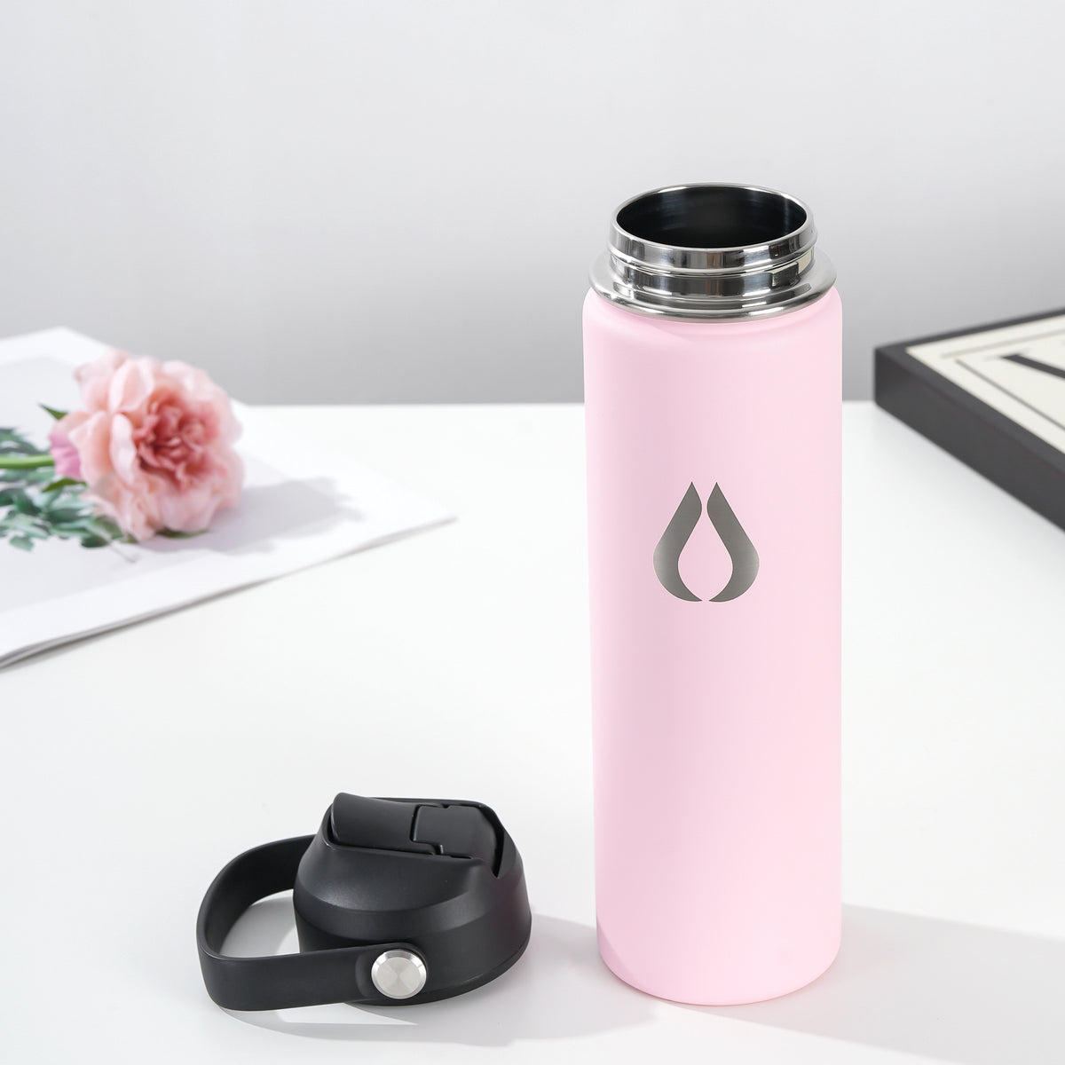 Water Bottle - 650ML - Cream Leopard