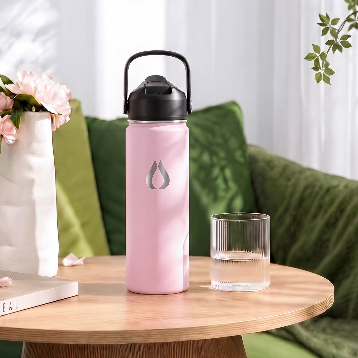 Water Bottle - 650ML - Cream Leopard