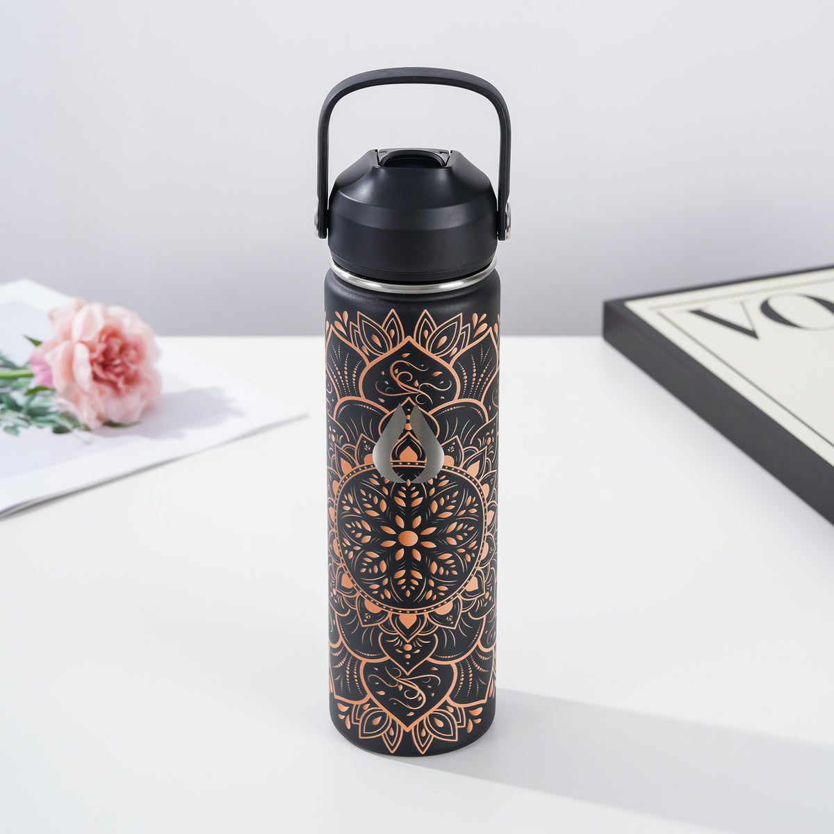 Water Bottle - 650ML - Cream Leopard