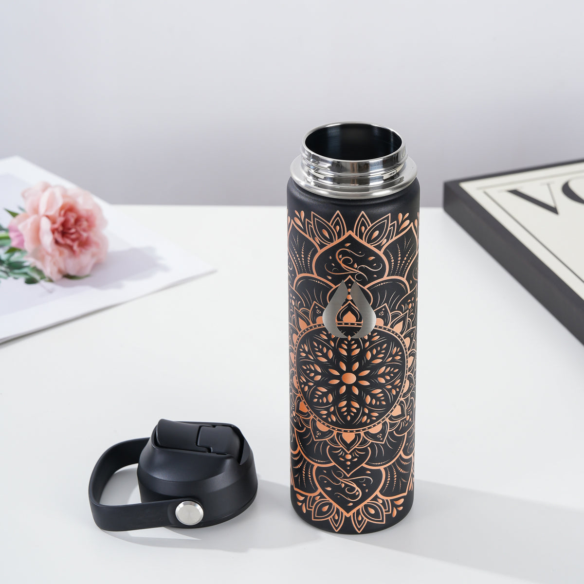 Water Bottle - 650ML - Cream Leopard