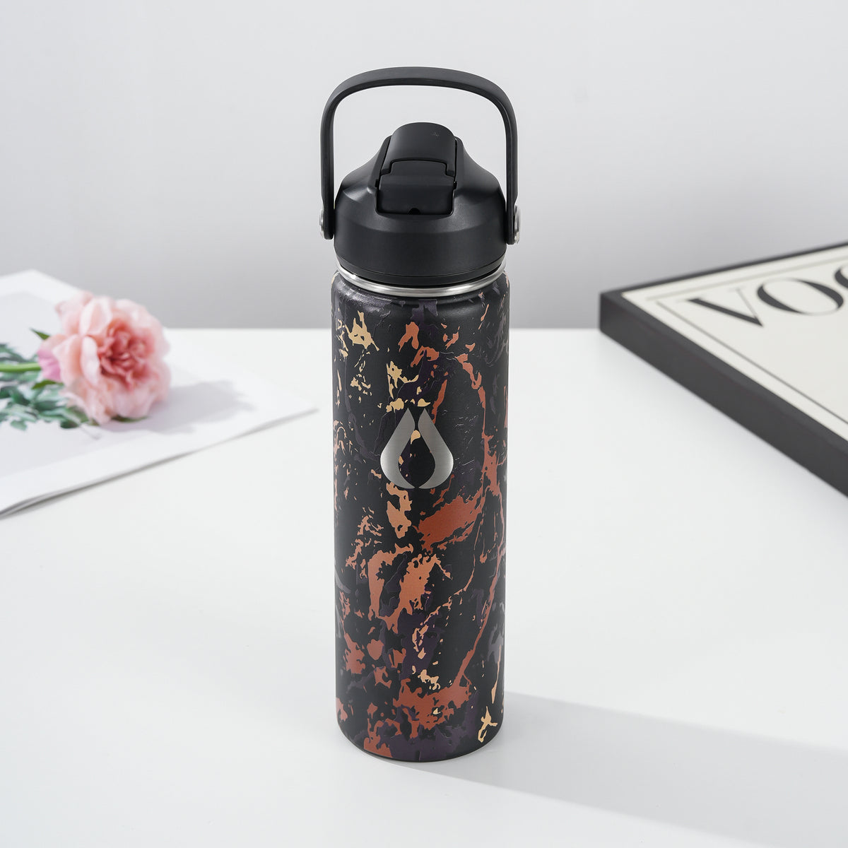 Water Bottle - 650ML - Cream Leopard
