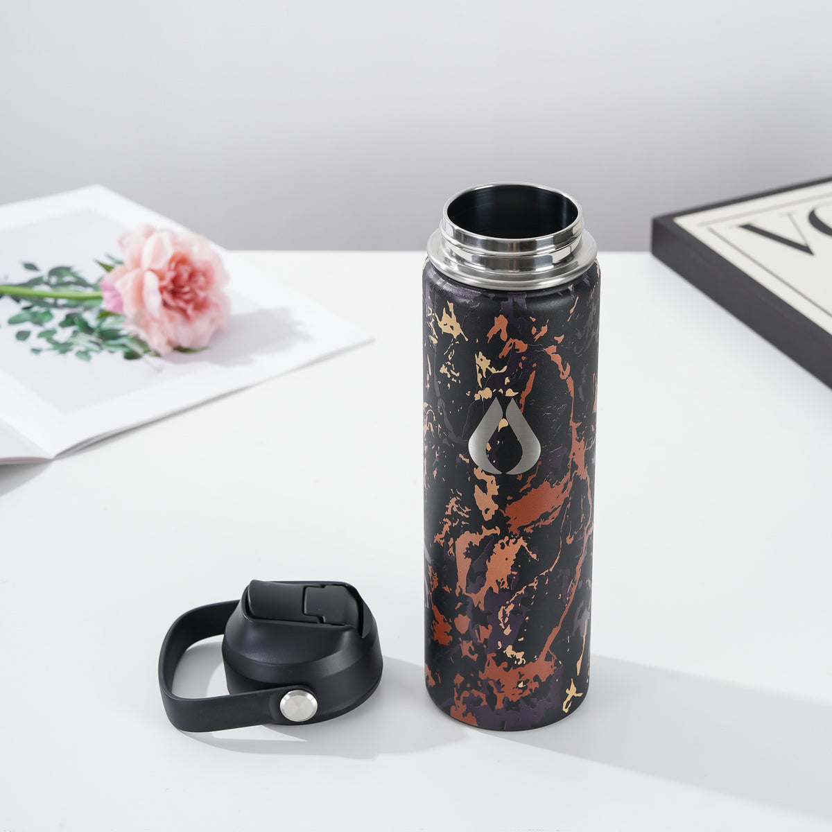 Water Bottle - 650ML - Cream Leopard