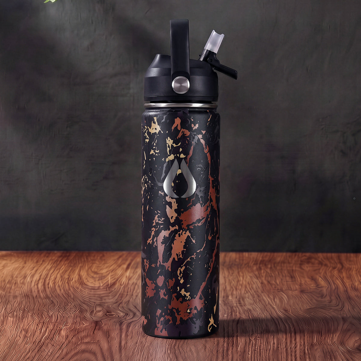 Water Bottle - 650ML - Cream Leopard