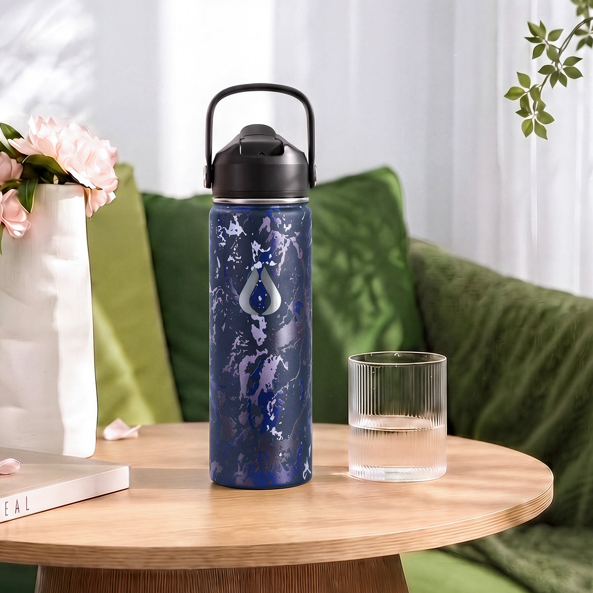 Water Bottle - 650ML - Cream Leopard